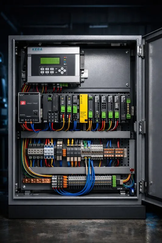 PitchPro 2000 integrated control panel with VFD, PLC, and communications